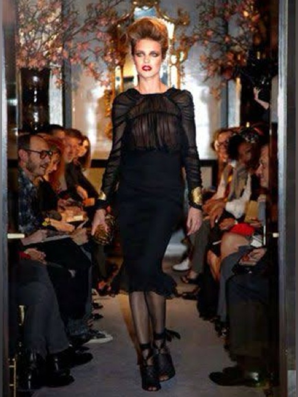 Tom Ford Black Ruched Long-Sleeve Midi Dress - Picture 3 of 16